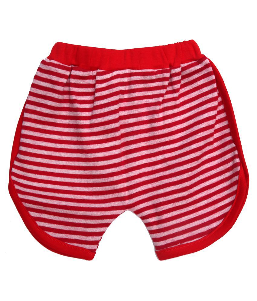     			Kaboos Cotton Red Coloured Striped Short/ Half Pant for Babies