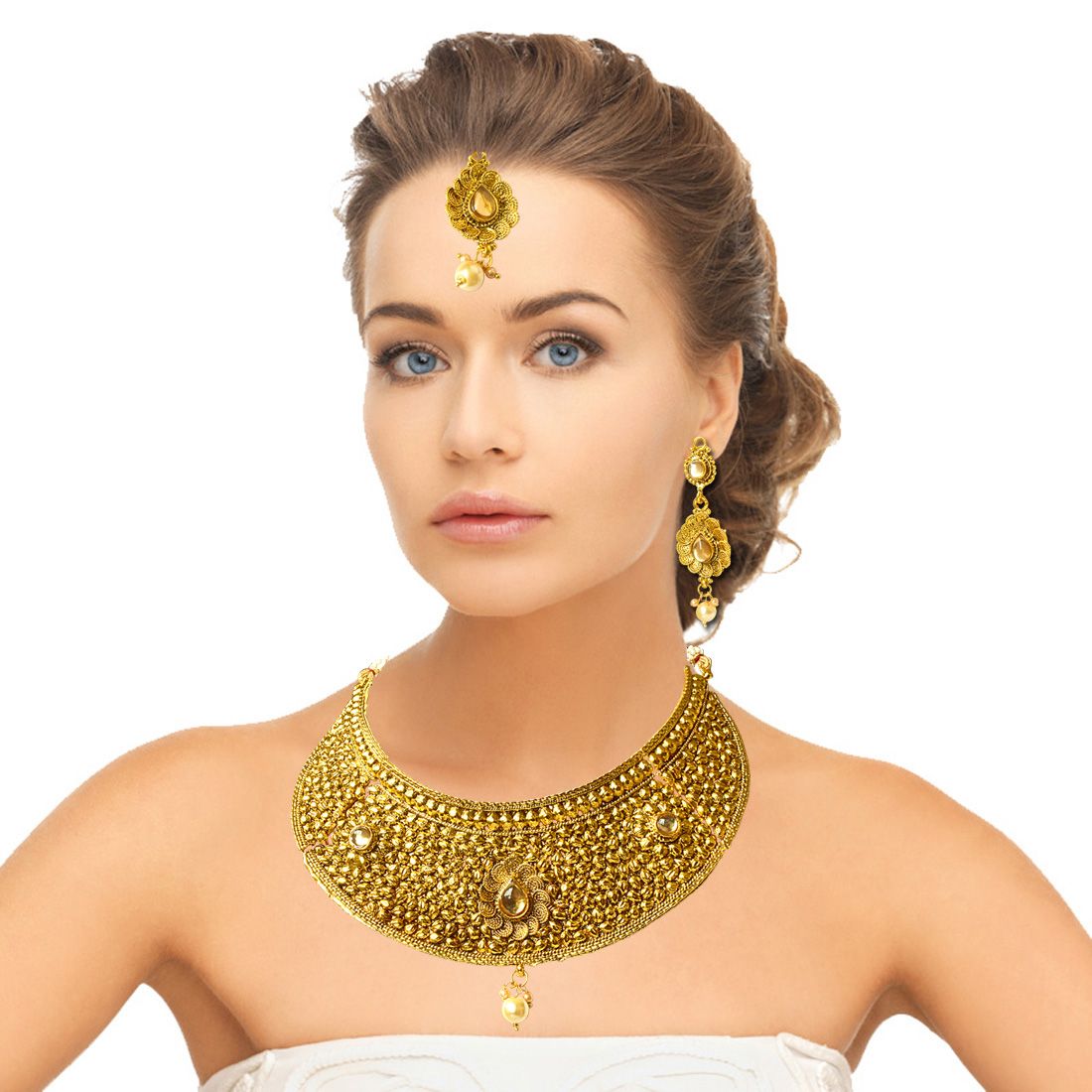Suratdiamond Traditional Rajasthani Choker Style Gold Plated Designer