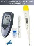 Dr Morepen Glucose Monitor BG-03 with 25 Sugar Test Strips & Thermometer