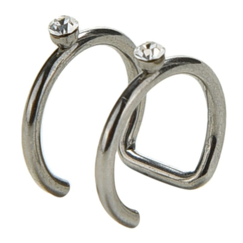 Stainless Fake Piercing 2/3 Row Helix Cartilage Ear Cuff Wrap Earring Clip On Cool Buy