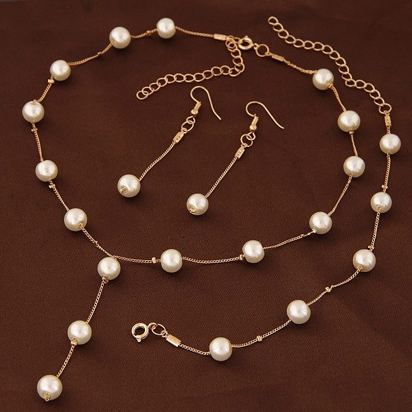 Imitation Pearl Jewelry Necklace Sets 