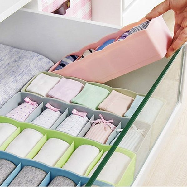 Crystalhousee 5 Cells Plastic Organizer Storage Box Tie Bra Socks Crystalhousee 5 Cells Plastic Organizer Storage Box Tie Bra Socks Drawer Cosmetic Divider Tidy