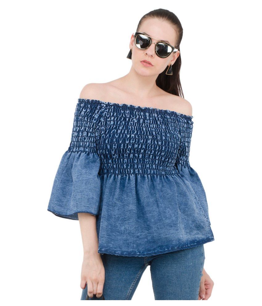 blue jean peplum top