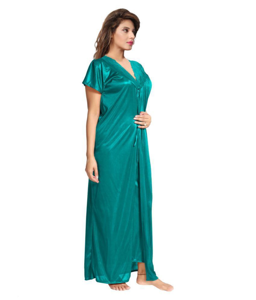 Buy Be You Satin Nighty & Night Gowns - Turquoise Online at Best Prices ...