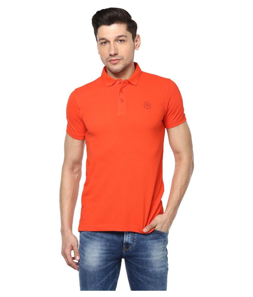 Spykar Orange Slim Fit Polo T Shirt - Buy Spykar Orange Slim Fit Polo T Shirt Online at Low 