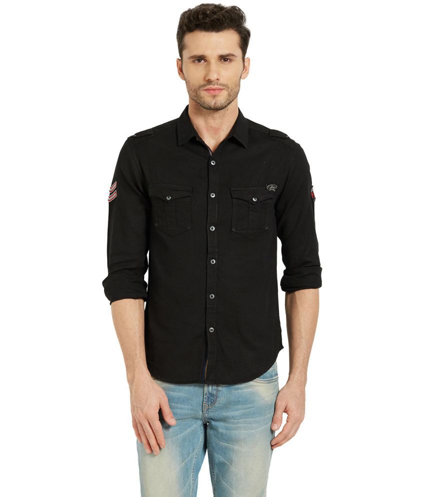 Spykar Black Slim Fit Shirt - Buy Spykar Black Slim Fit Shirt Online at ...
