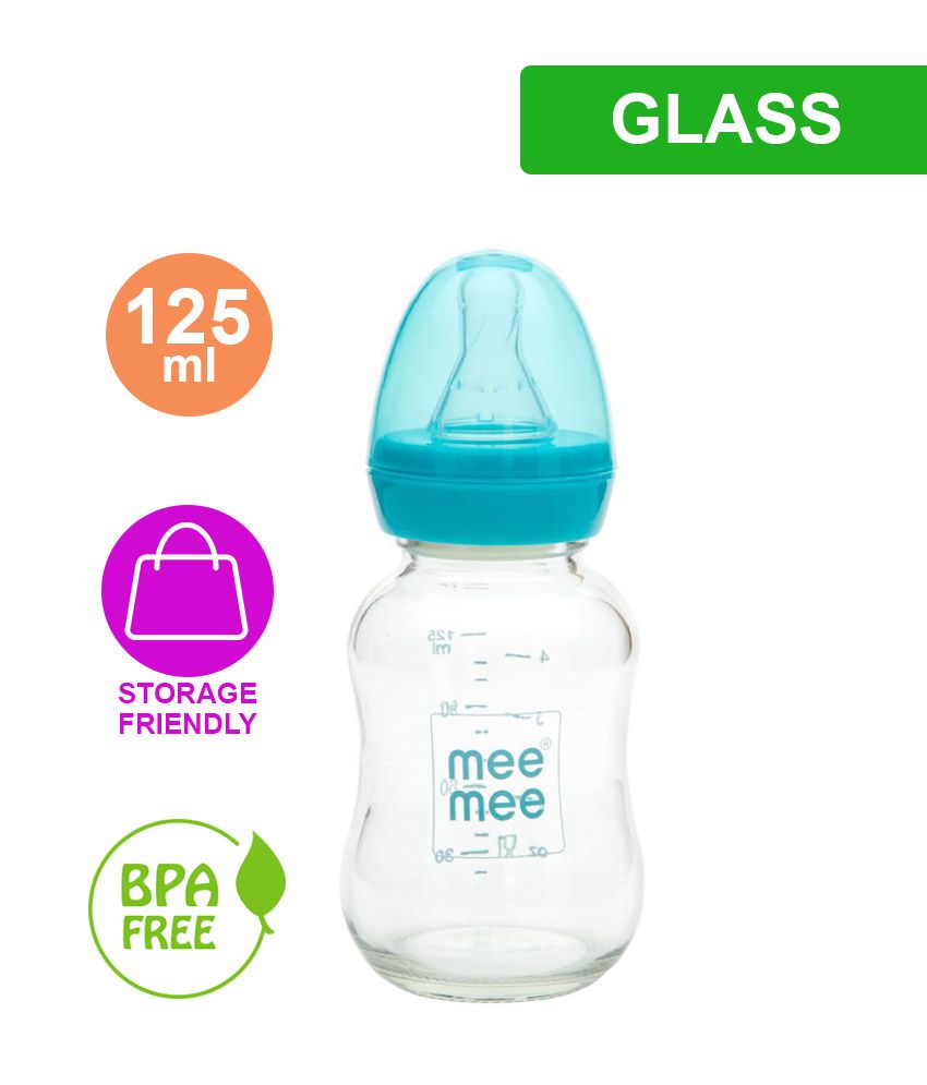     			Mee Mee New born Baby Premium Glass Feeding Bottle_Blue-125ml