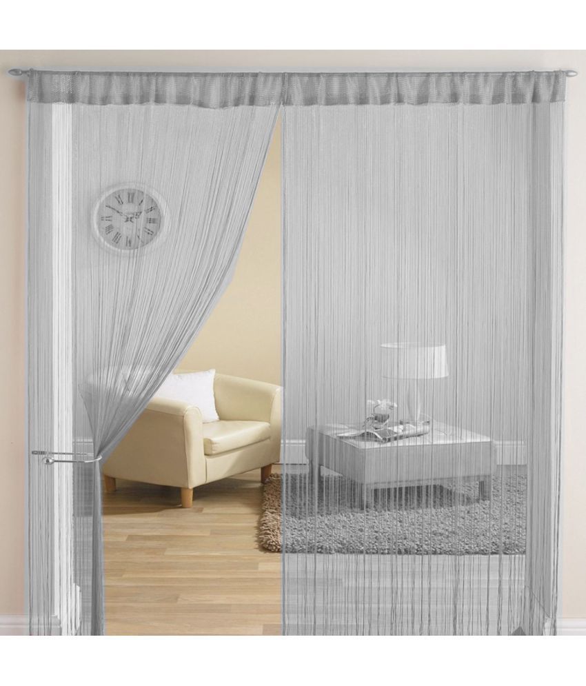     			Homefab India Others Semi-Transparent Eyelet Door Curtain 7ft (Pack of 2) - Grey