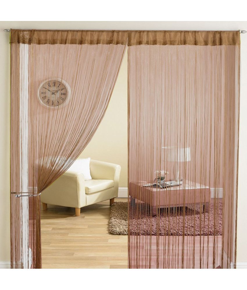     			Homefab India Others Semi-Transparent Eyelet Long Door Curtain 9ft (Pack of 2) - Brown