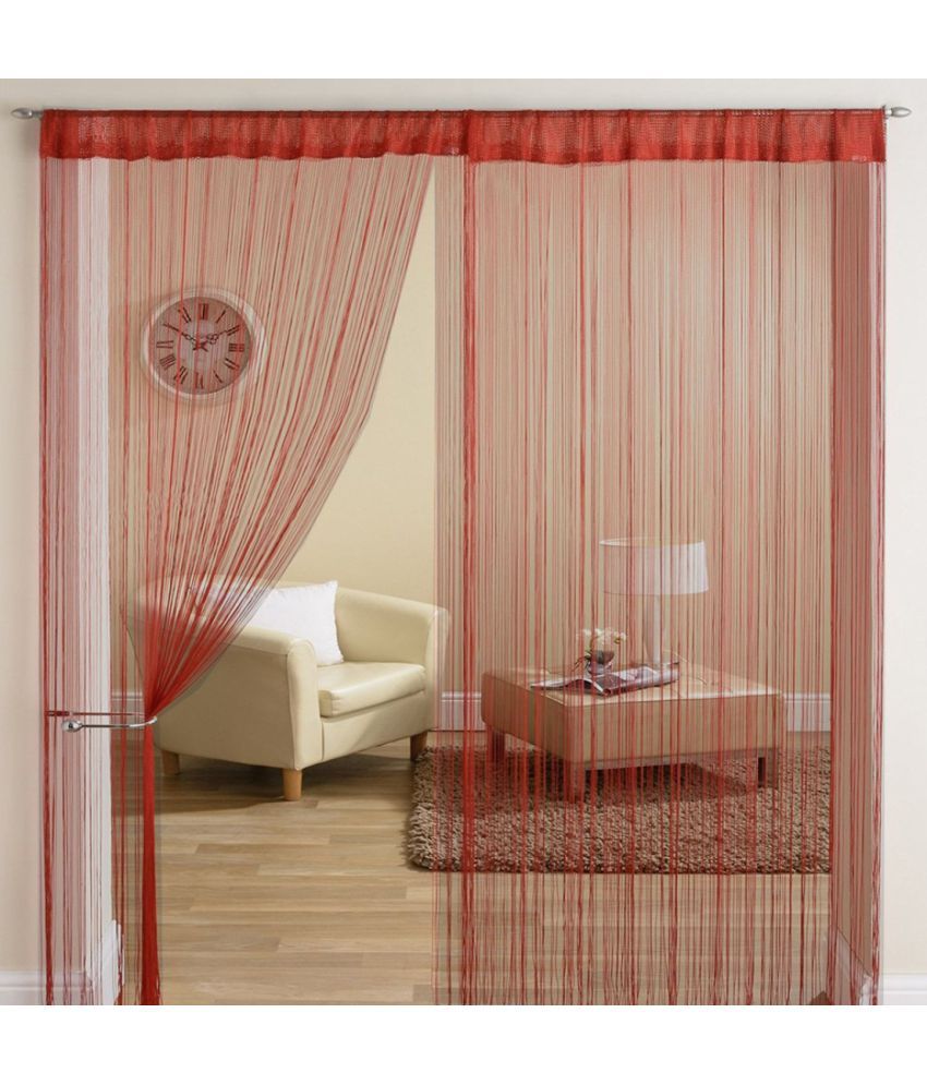    			Homefab India Others Semi-Transparent Eyelet Long Door Curtain 9ft (Pack of 2) - Maroon