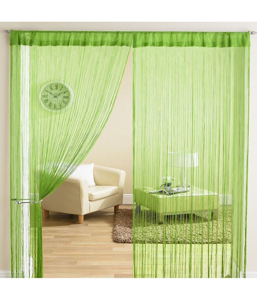     			Homefab India Others Semi-Transparent Eyelet Long Door Curtain 9ft (Pack of 2) - Green