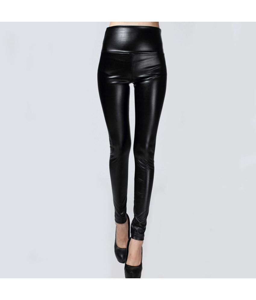 red faux leather jeans