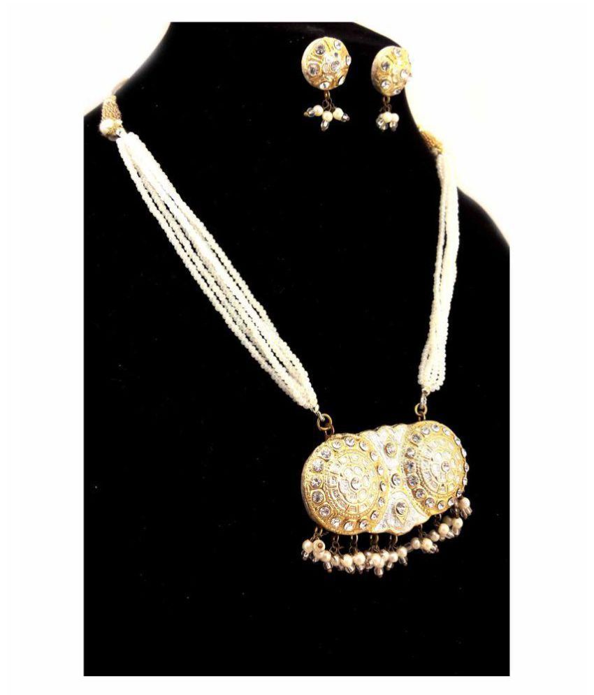 Dineshalini Creations Rajasthani Lac Dual White Necklace Set Buy