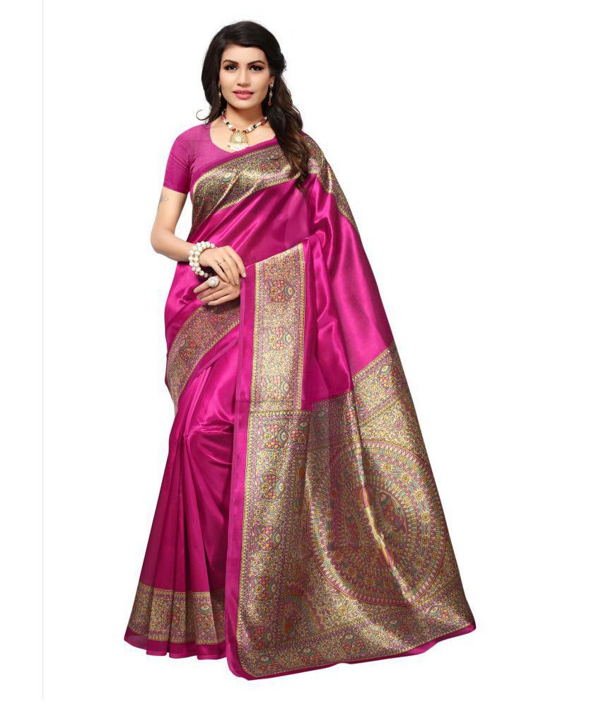 Indira Brown and Pink Mysore Silk Saree - Buy Indira Brown and Pink ...