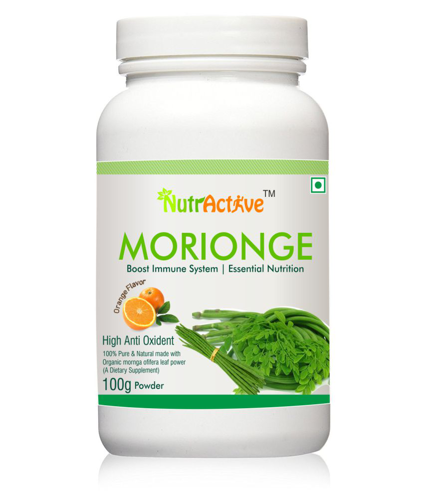 NutrActive MORIONGE | Organic Moringa Olifera Leaf Powder, 100 gm Orange Multivitamins Powder