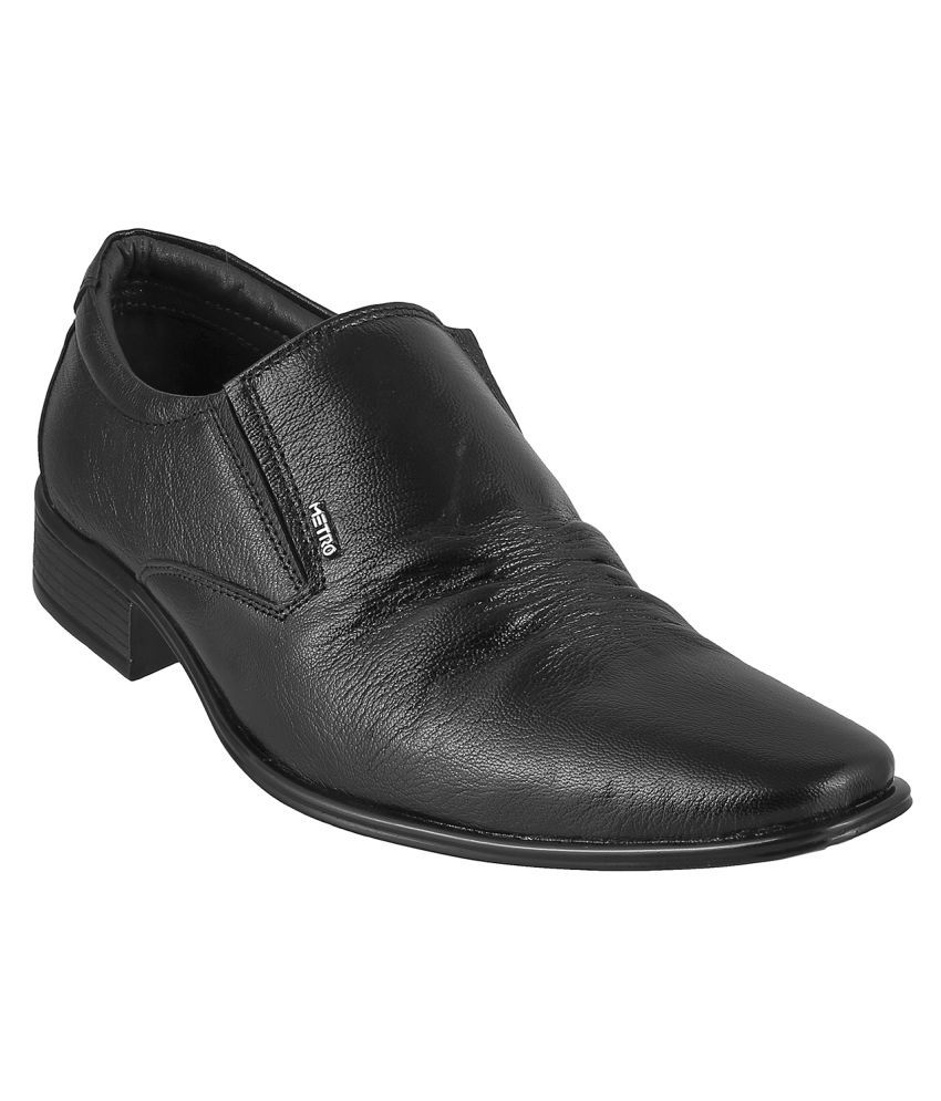     			Metro Slip On Genuine Leather BLACK Formal Shoes