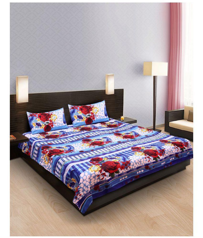     			E-Retailer Poly Cotton Double Bedsheet with 2 Pillow Covers