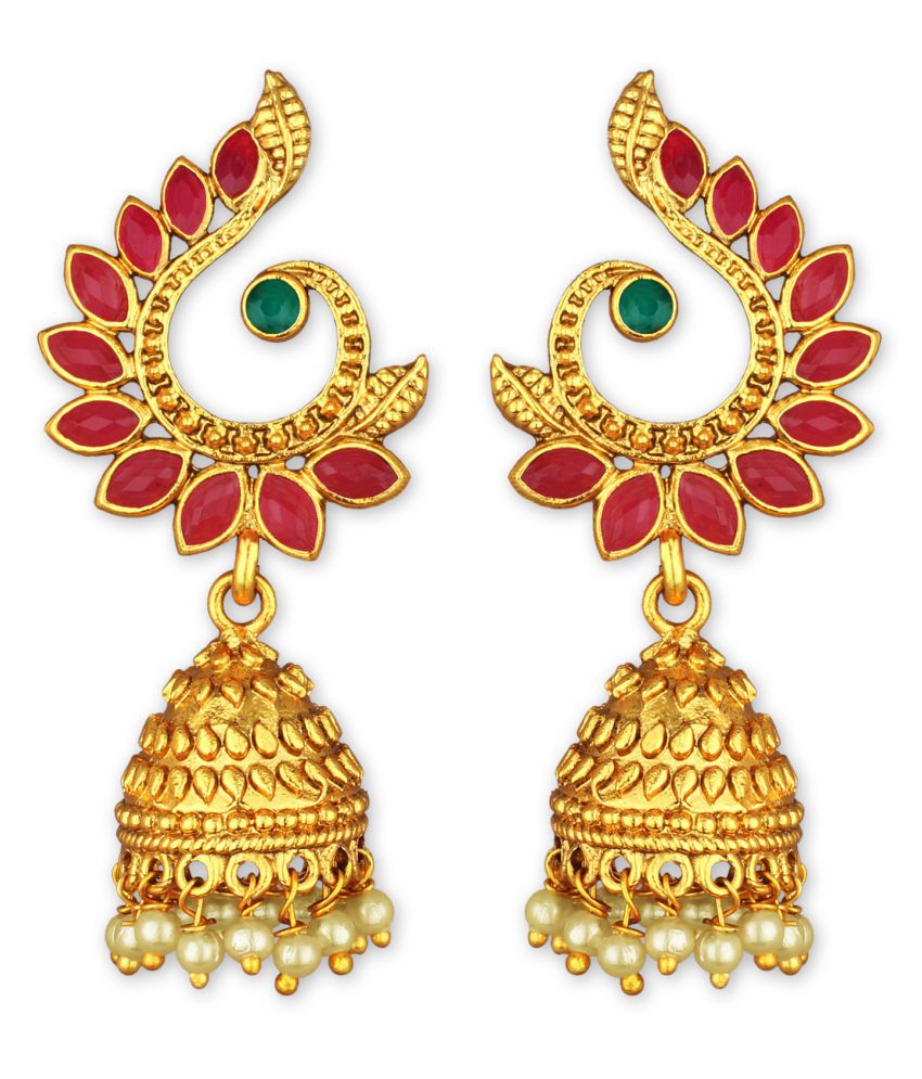     			Spargz - Golden Jhumki Earrings ( Pack of 1 )