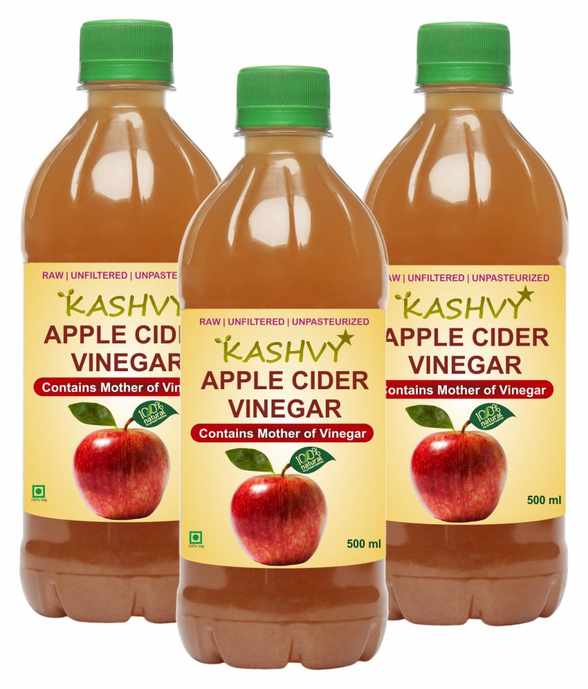 Kashvy Apple Cider Vinegar for Diabetes, 1500 ml Unflavoured Pack of 3