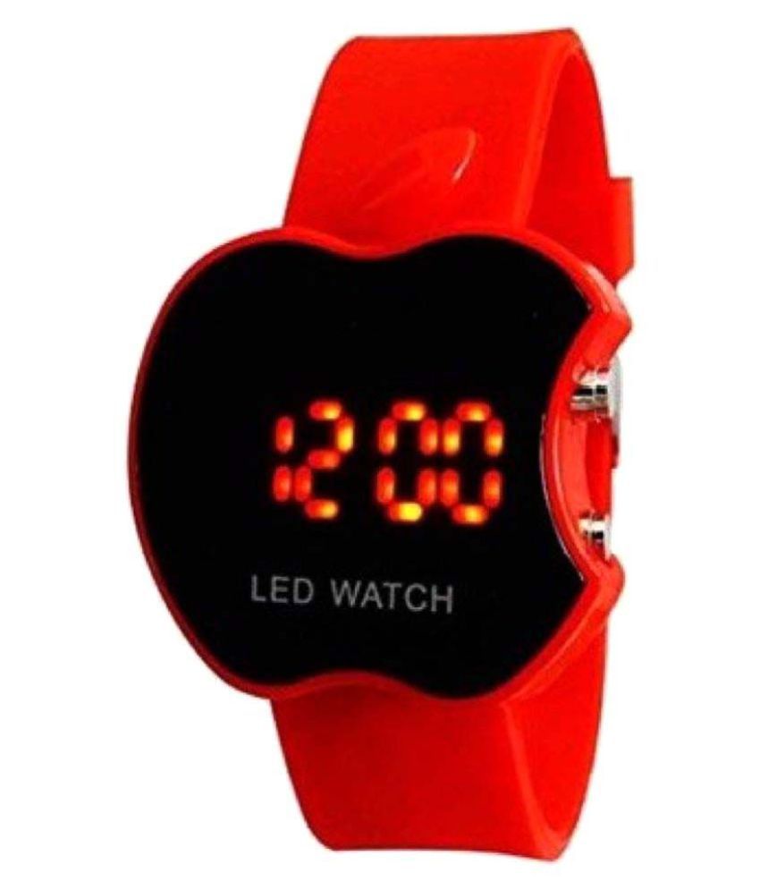 rubber red led watch