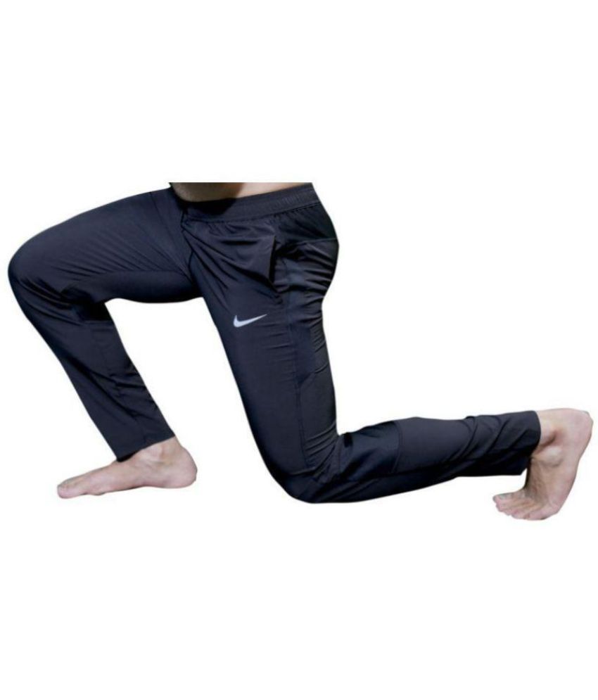 nike black polyester lycra trackpants