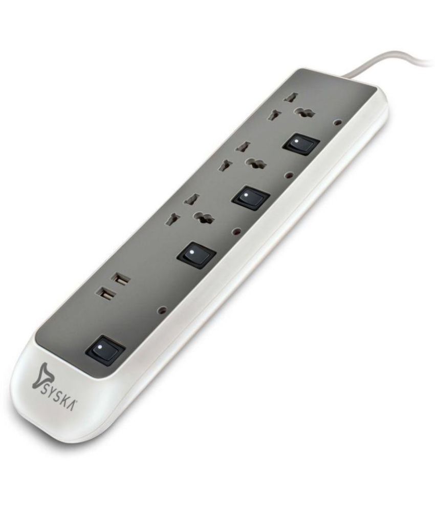 Buy Syska 3 Socket Extension Board With Individual Switch & 2 USB Port ...