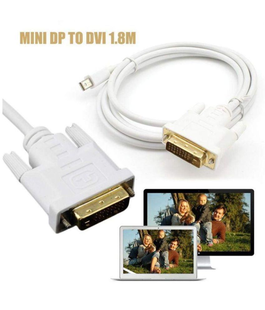 LipiWorld Mini Display Port DP Male to DVI Male Adapter Cable Cord for Laptop TV 1.8M