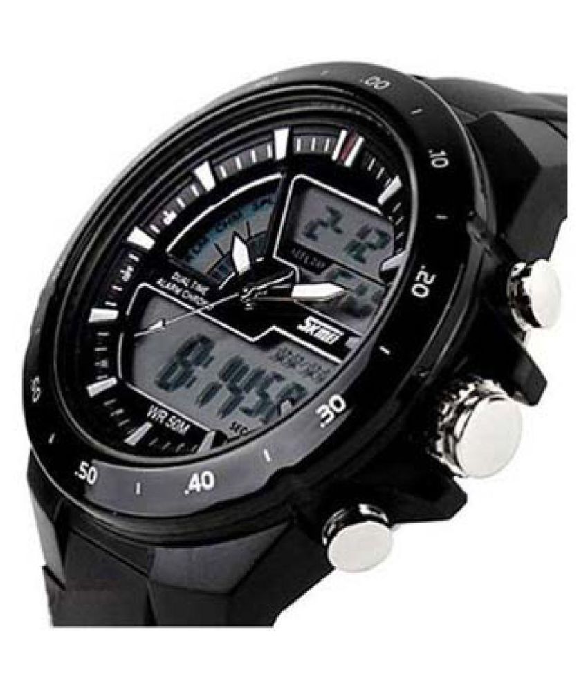 Skmei Black Dual Time Watch For Boy's And Girl's Price in India: Buy Skmei Black Dual Time Watch 