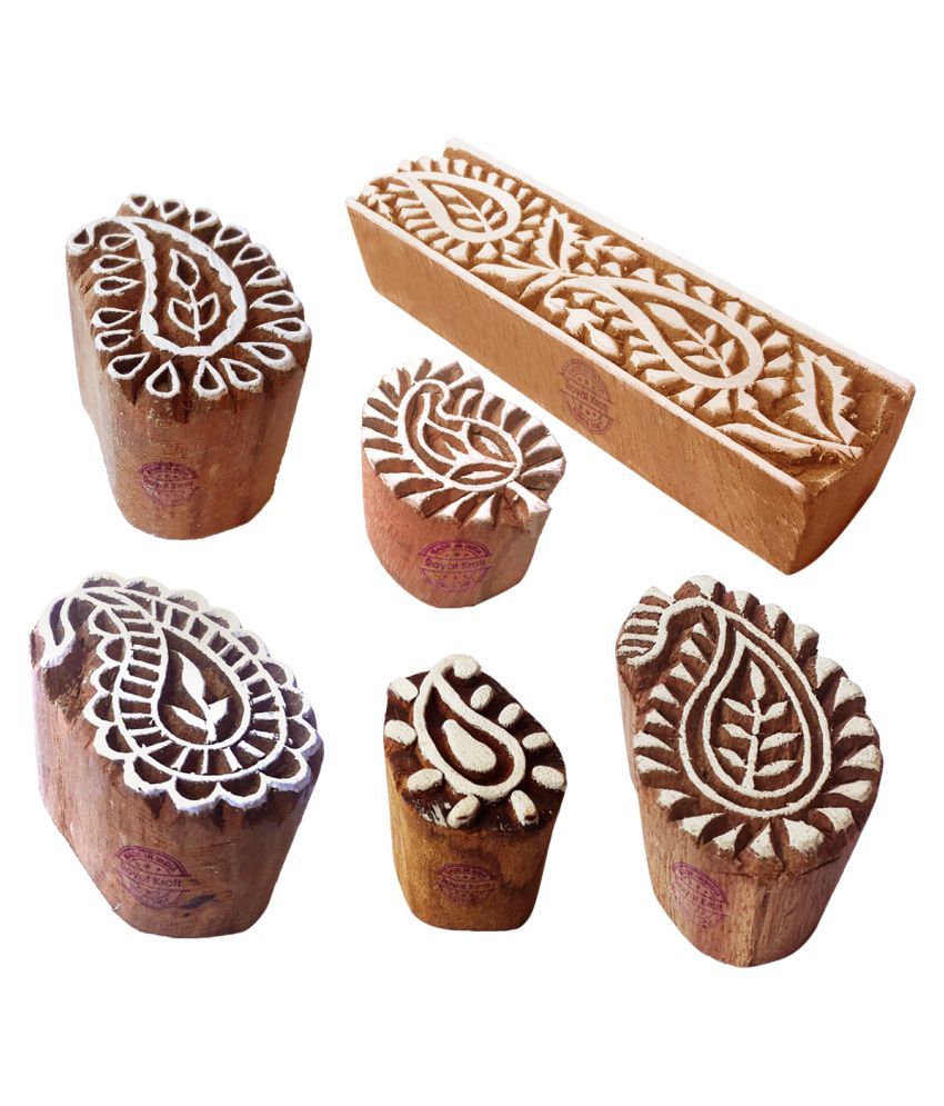 Henna Wood Stamps Classy Paisley Design Printing Blocks (Set of 6) Buy