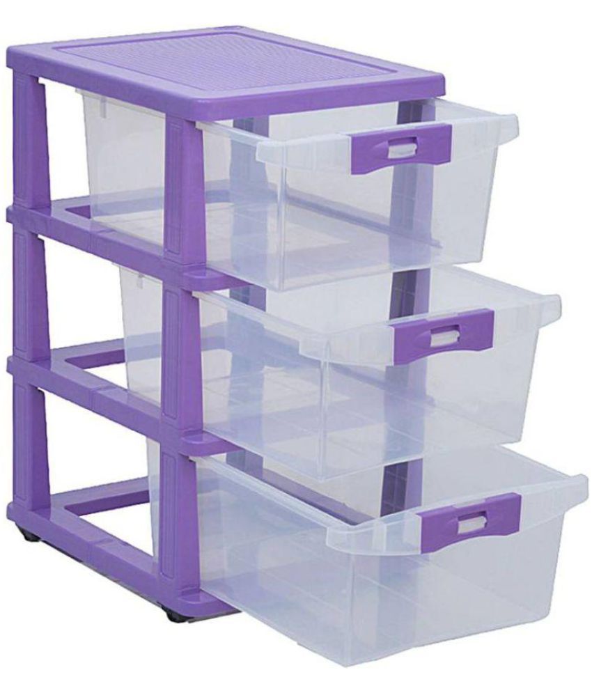 Nilkamal Plastic Free Standing Chest of Drawers (Finish Color Purple