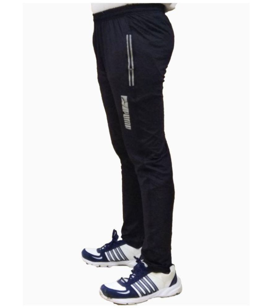 puma black polyester trackpants