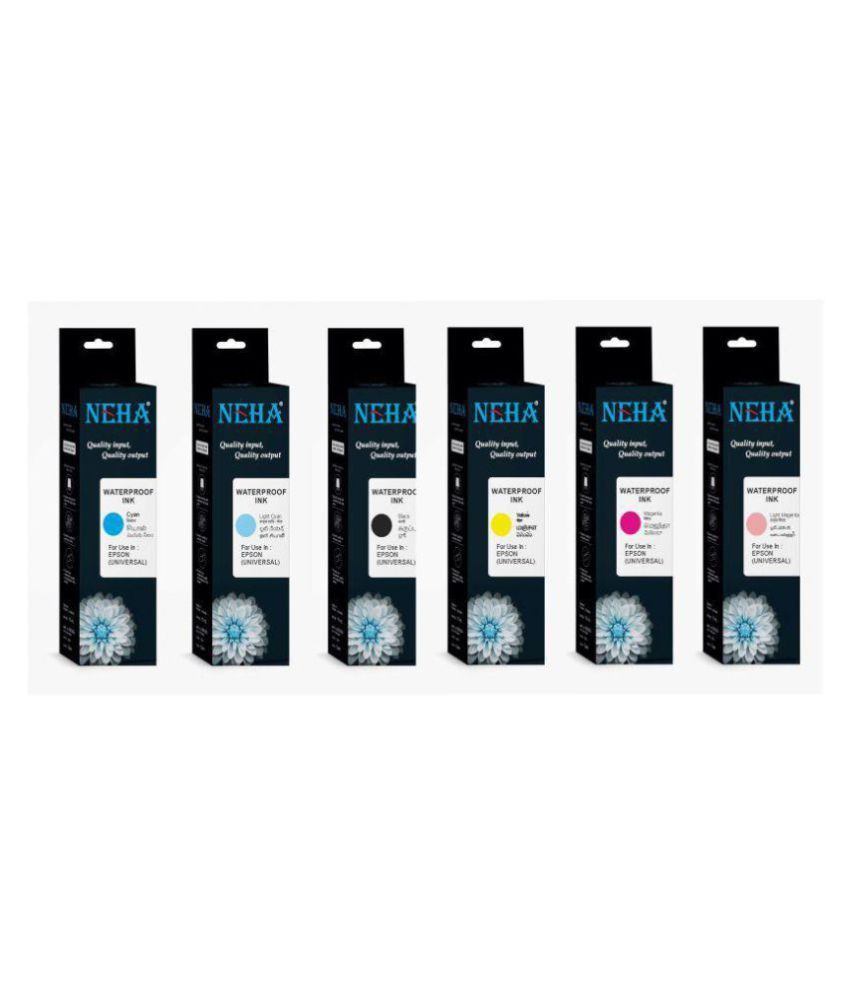Neha WATERPROOF INK Multicolor Pack of 6 Ink bottle for EPSON L800,L805
