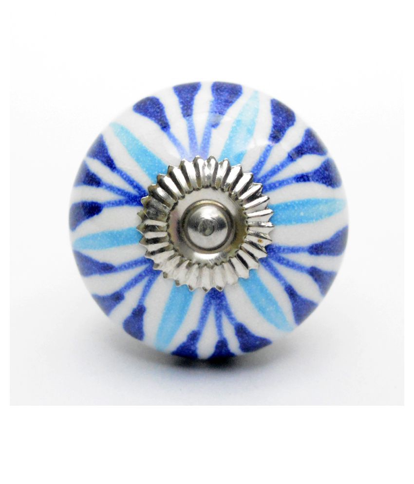 Buy Pack Of 6 Ceramic Drop Floral Round White Drawer Pulls And