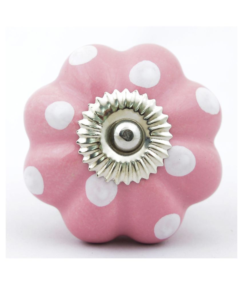Buy Pack Of 6 Ceramic Pink Polka Pumpkin Decorative Door Knobs