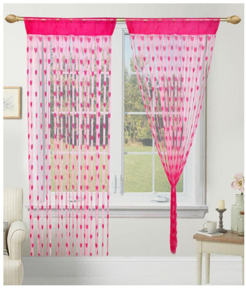     			Tanishka Fabs Others Transparent Rod Pocket Door Curtain 6.5 ft Pack of 2 -Pink