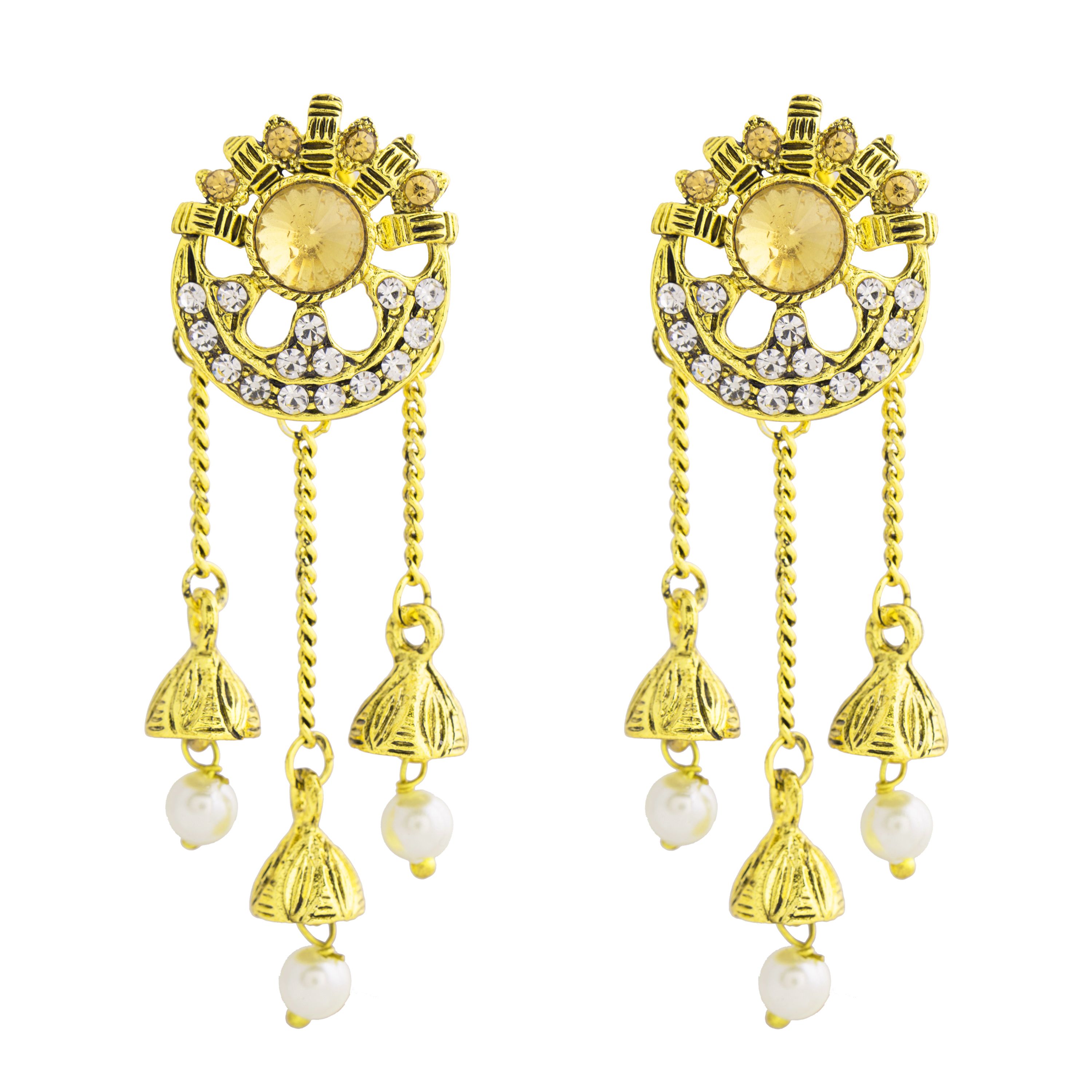 Shining Jewel Gold Traditional Earring With Tassel (SJ_911) - Buy 