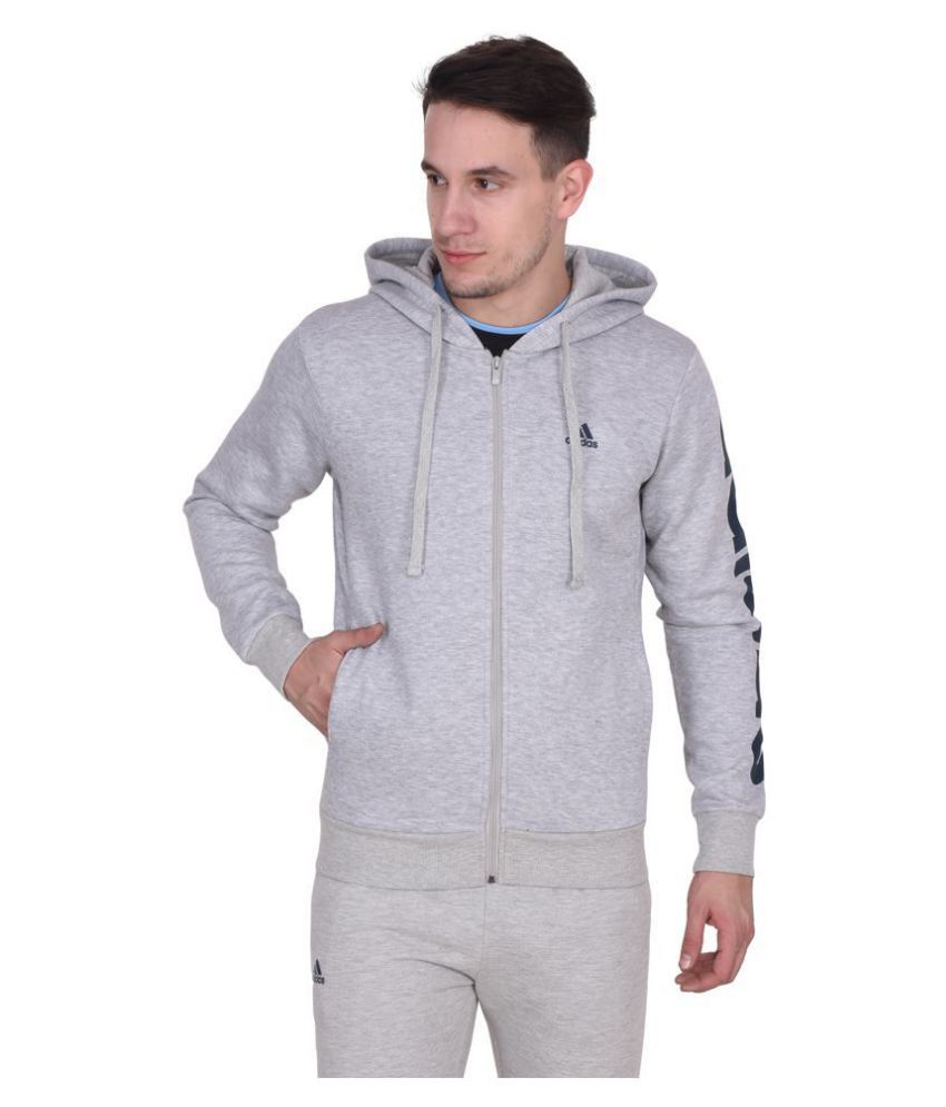 Adidas Grey Cotton Polyester Fleece Sweatshirt - Buy Adidas Grey Cotton ...