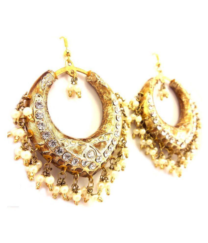 Dineshalini Creations Ethnic Golden Rajasthani Lac Chandbali Big Size