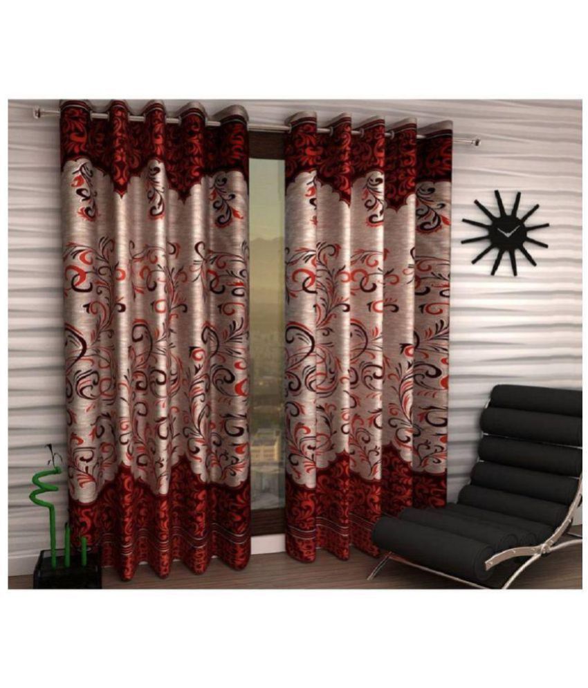     			Tanishka Fabs Transparent Curtain 5 ft ( Pack of 2 ) - Maroon