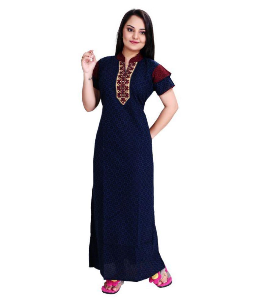 Buy TRUNDZ Satin Nighty u0026 Night Gowns - Navy Online at Best Prices in India  - Snapdeal