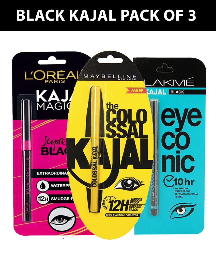 Maybelline New York Lakme And Loreal Kajal Pencil Black 0.35 gm Pack of