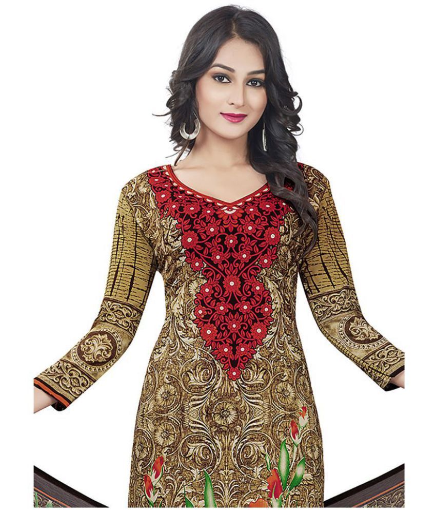 Risera Brown and Beige Synthetic Dress Material Buy