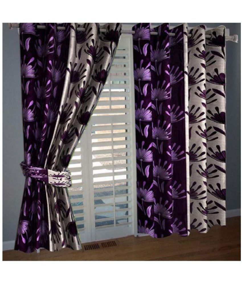     			Tanishka Fabs Semi-Transparent Curtain 5 ft ( Pack of 4 ) - Purple