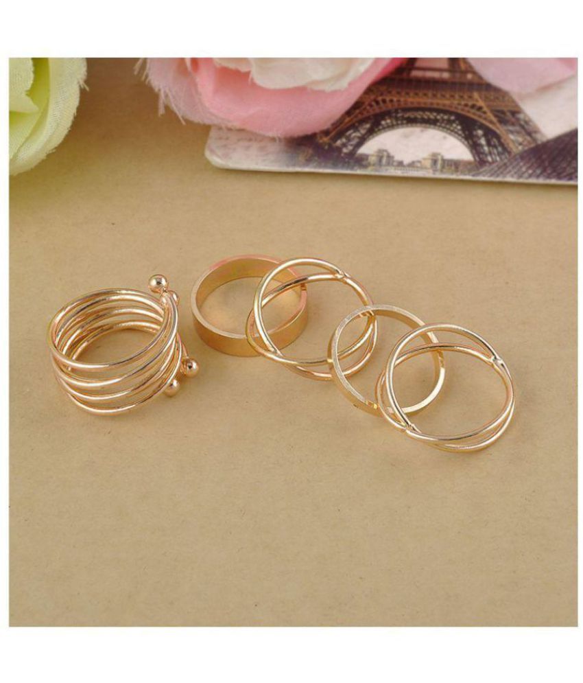 Stripes Gold Plated Rings Set of 6 Buy Stripes Gold Plated Rings