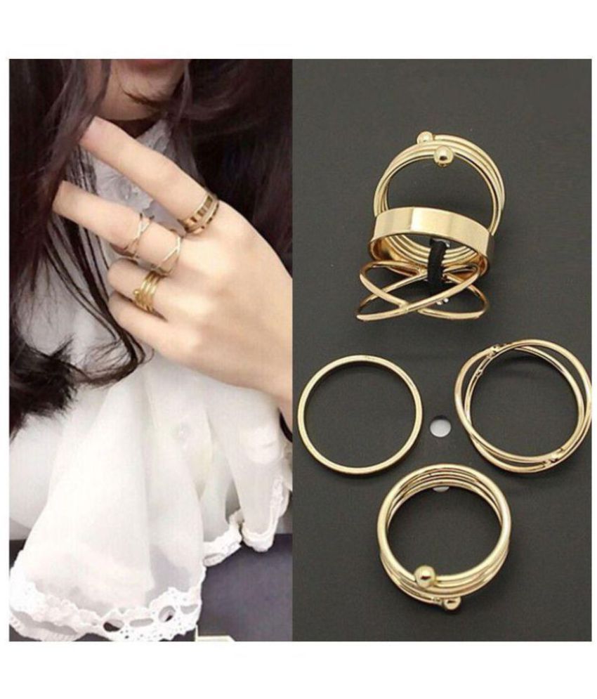Stripes Gold Plated Rings Set of 6 Buy Stripes Gold Plated Rings