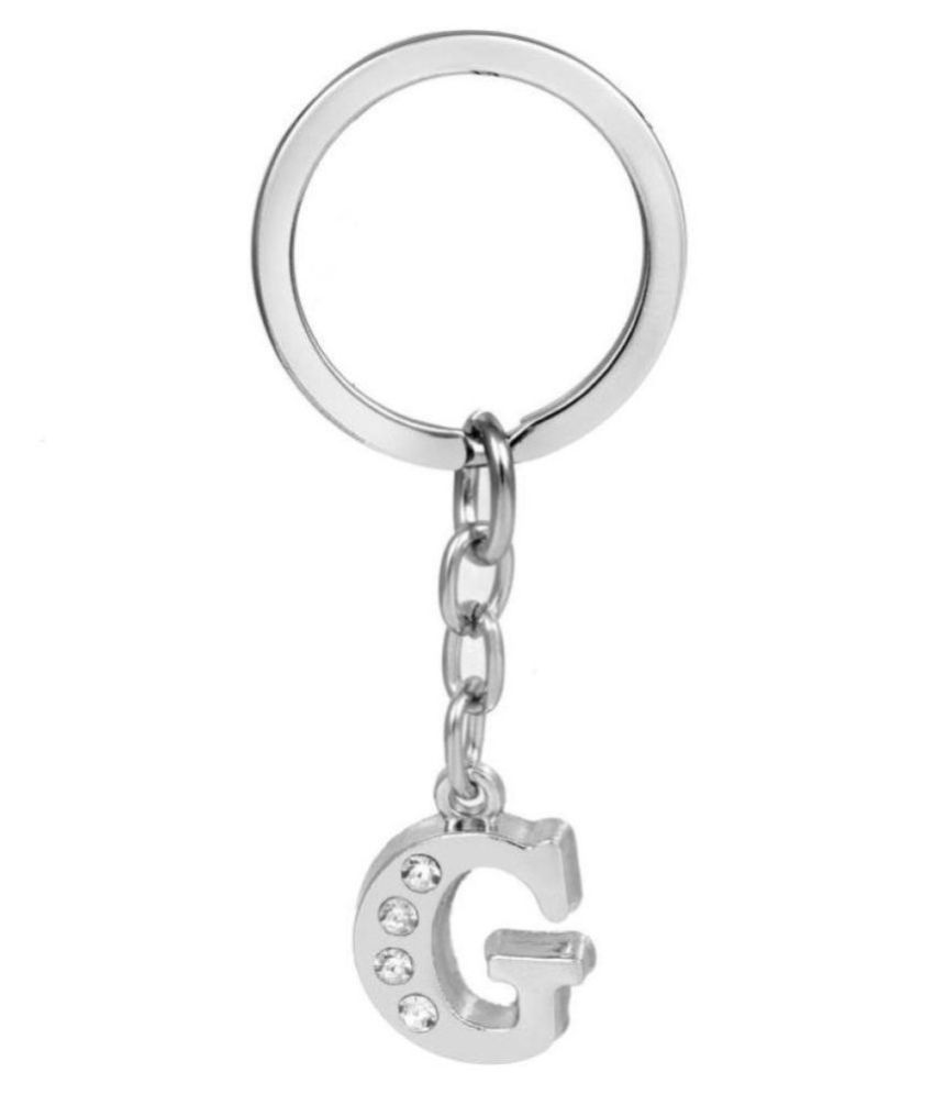     			Alphabet G Chrome Metal Finish Keyring Key Chain  (Silver)