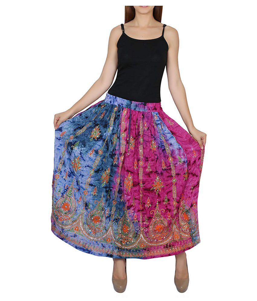 Buy ALEXA INDIA Rayon Broomstick Skirt - Multi Color Online at Best ...