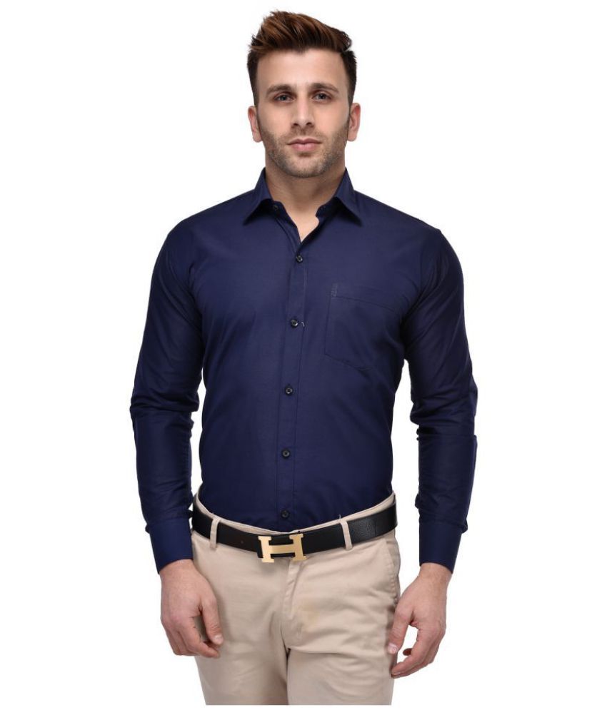     			Hangup 100 Percent Cotton Regular Fit Solids Men's Casual Shirt - Navy ( Pack of 1 )