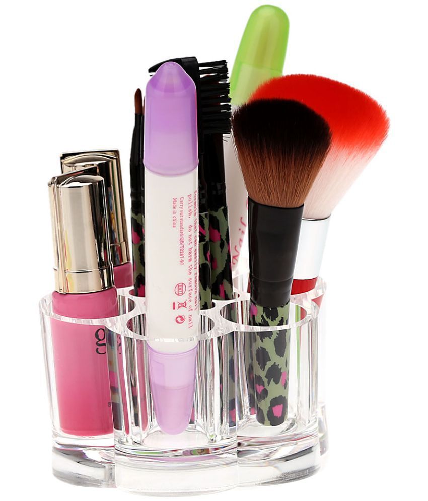 Kanha Flower Design Acrylic Cosmetic Makeup Organizer, 1 Piece, Transparent