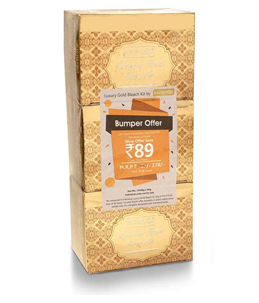 Richfeel Luxury Gold Bleach kit 28g (2+1) Facial Kit 28x3 = 84 gm Buy